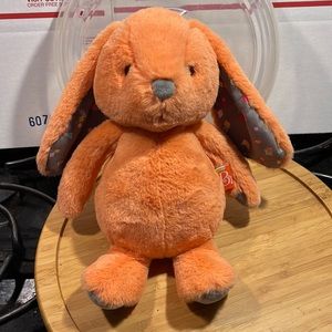 B Softies Orange Rabbit with Geometric pattern on Ears Plush Stuffed Animal